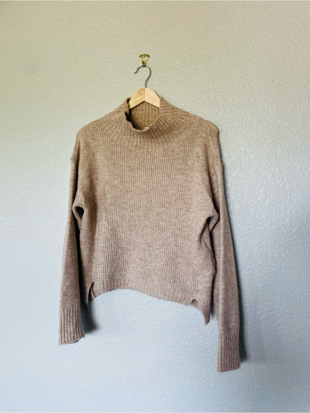 Topshop Tan Brown Cowl Neck Sweater